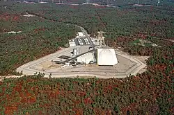 Aerial view of Cape Cod Space Force Station during the mid-1980s