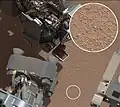 Curiosity finds a "bright object" in the sand at Rocknest (October 7, 2012) (close-up).