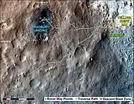 First-Year and first-mile Traverse Map of the Curiosity rover on Mars (August 1, 2013; 3-D).