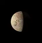 Io, viewed by JunoCam(15 October 2023)Several Volcanos