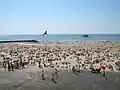 The beach and in the distance, Fort de l'Heurt