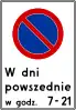 B-39 "limited parking zone"(with details — for example during weekdays between the hours of [...] and [...])