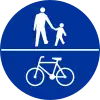 C-13/16 sign indicating compulsory track for pedestrians and bicycles