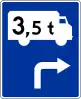 F-12 "sign leading to the transit route, placed before the intersection"(e.g. to route for truck over 3.5 tonnes to right)