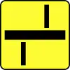 T-6d "plate indicating perpendicular course of priority road through the intersection and an arrangement of roads without right of way (applied on road without right of way)"