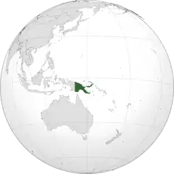 Location of Papua New Guinea (green)