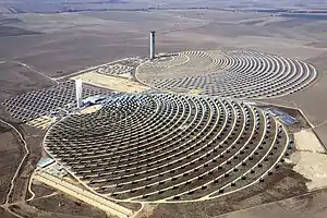 Aerial photographs of the PS10 and PS20 solar power towers