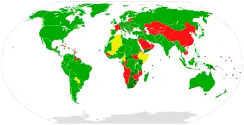 Map of states' adoption of the Partial Test Ban Treaty