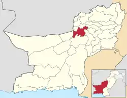 Map of Balochistan with Mastung District highlighted