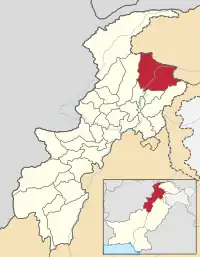 Location of the former Kohistan District (highlighted in red) in Pakistan