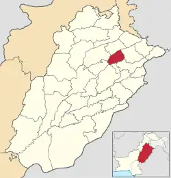 Map of Punjab with Hafizabad District highlighted