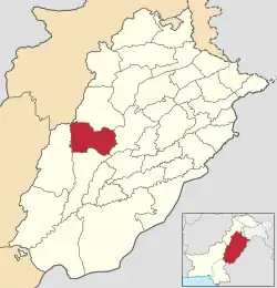 Map of Layyah District (highlighted in red)