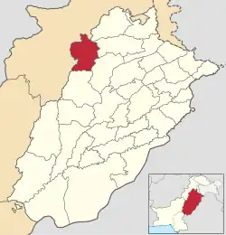 Mianwali District highlighted within Punjab Province