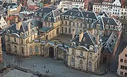 Aerial view of the Palais Rohan from the cathedral's platform