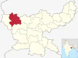 Location of Palamau district in Jharkhand