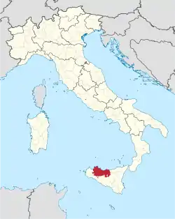 Location of the Metropolitan City of Palermo