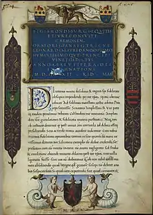 Loredan crest on the Panegyricus Leonardo Lauredano, 1503