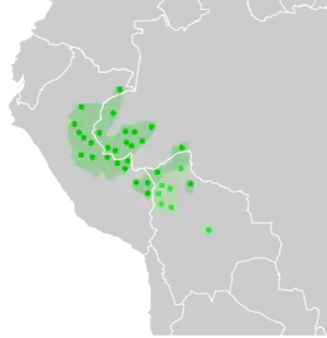 Map of the Pano-Tacanan languages in South America