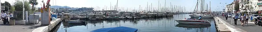 Panorama of Cannes waterfront, from which many ferries can be caught.