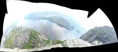 Panoramic view from Preikestolen on Lysefjorden