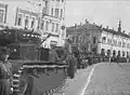 T-28 tanks in a military parade in Orel in the late 1930s.