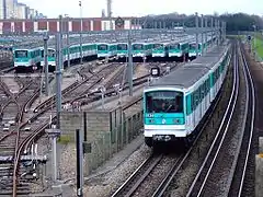 MF 67 trains at Bobigny depot.