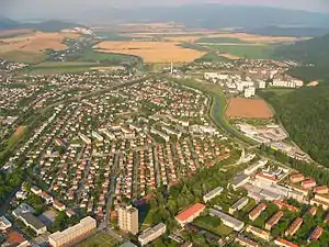 Aerial view of the old part of Partizánske