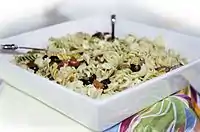 Pasta salad prepared with fusilli pasta