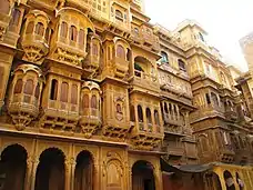 Patwon ki Haveli, Jaisalmer. Rows of sandstone haveli in Rajasthan