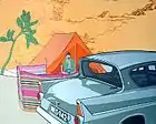 Paul Harvey. Ford Anglia with Tent and Giotto Tree  (uploaded 2008)