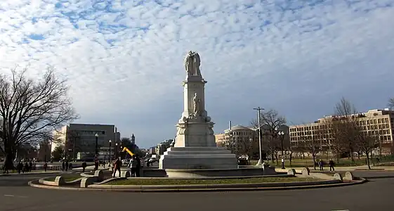 The traffic circle where the monument stands