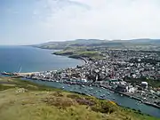 Peel town and harbour from the headland