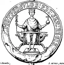 Drawing of a seal of Peter II of Aragon, ca. 1196—1213