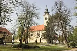 Park and St. Lawrence church in Petrinja