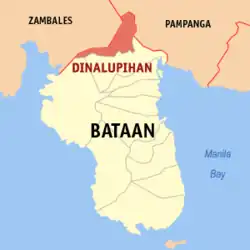 Map of Bataan with Dinalupihan highlighted