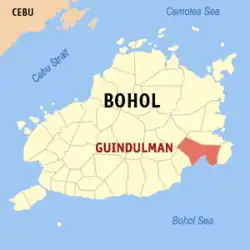 Map of Bohol with Guindulman highlighted