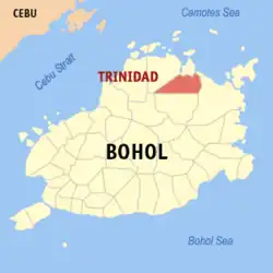 Map of Bohol with Trinidad highlighted