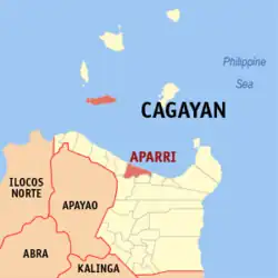 Map of Cagayan with Aparri highlighted