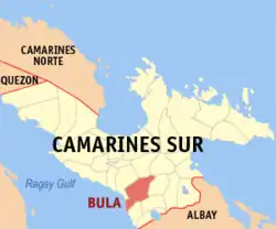 Map of Camarines Sur with Bula highlighted