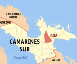 Map of Camarines Sur with Goa highlighted