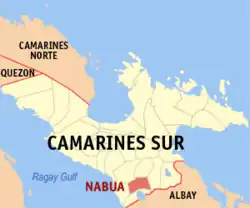 Map of Camarines Sur with Nabua highlighted