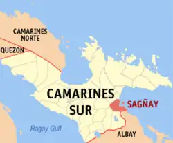 Map of Camarines Sur with Sagñay highlighted