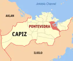 Map of Capiz with Pontevedra highlighted