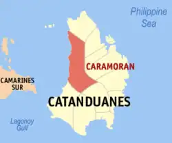 Map of Catanduanes with Caramoran highlighted