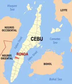 Map of Cebu with Ronda highlighted