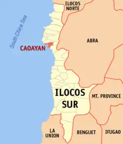 Map of Ilocos Sur with Caoayan highlighted