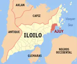 Map of Iloilo with Ajuy highlighted