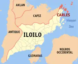 Map of Iloilo with Carles highlighted