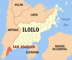 Map of Iloilo with San Joaquin highlighted