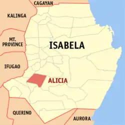 Map of Isabela with Alicia highlighted